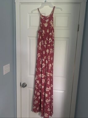 Sleeveless Floral Maxi Dress in Dusty Rose